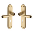 High quality image of the Heritage Brass Door Handle Lever Lock Luna Design Satin Brass Finish | Sku. lun5300-sb | Discounted prices available from Trade Door Handles