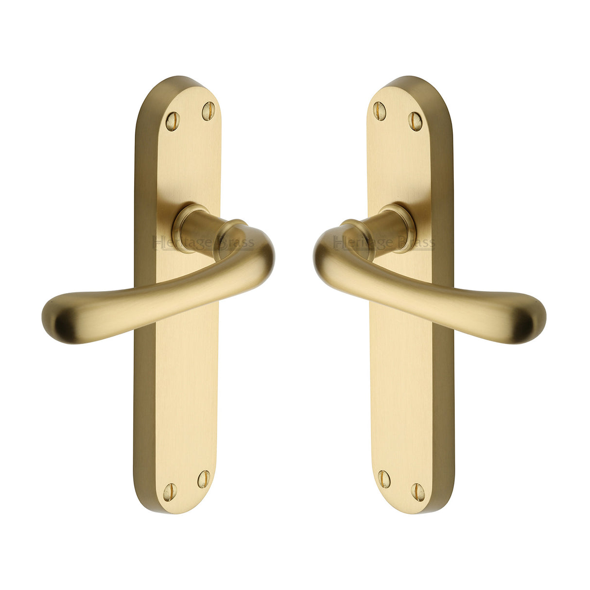 High quality image of the Heritage Brass Door Handle Lever Latch Luna Design Satin Brass Finish | Sku. lun5310-sb | Discounted prices available from Trade Door Handles
