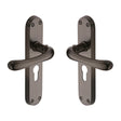 High quality image of the Heritage Brass Door Handle for Euro Profile Plate Luna Design Matt Bronze Finish
 | Sku. lun5348-mb | Discounted prices available from Trade Door Handles
