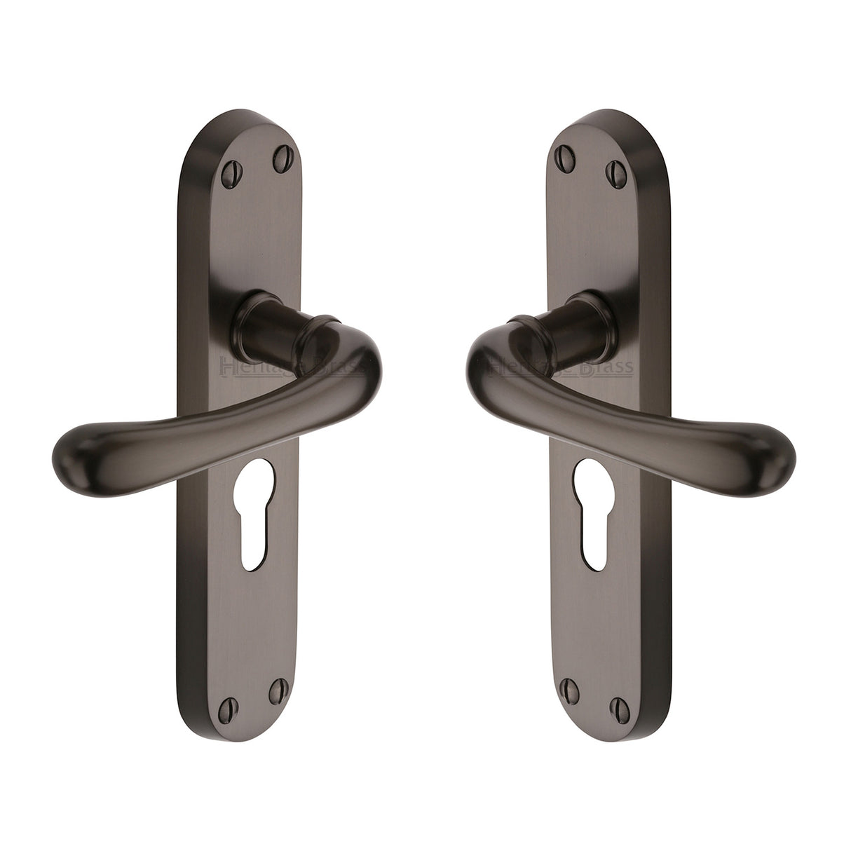 High quality image of the Heritage Brass Door Handle for Euro Profile Plate Luna Design Matt Bronze Finish
 | Sku. lun5348-mb | Discounted prices available from Trade Door Handles