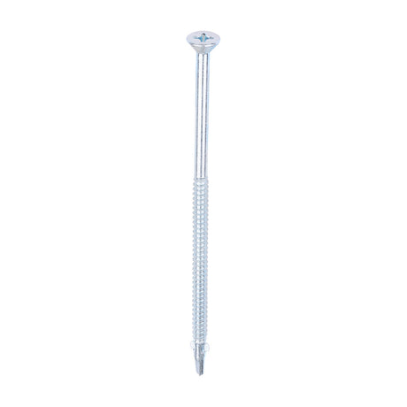 This is an image of Timco - Metal Construction Timber to Light Section Screws - Countersunk - Wing-Tip - Self-Drilling - Zinc 5.5 x 130mm - (100 PCS Box) LW130B