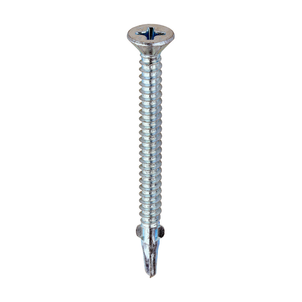 This is an image of Timco - Metal Construction Timber to Light Section Screws - Countersunk - Wing-Tip - Self-Drilling - Zinc 5.5 x 65mm - (200 PCS Box) LW65B