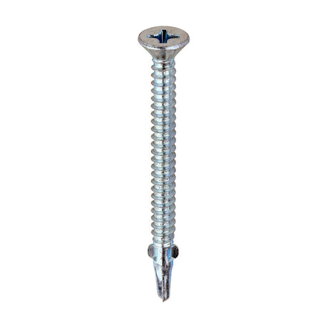 This is an image of Timco - Metal Construction Timber to Light Section Screws - Countersunk - Wing-Tip - Self-Drilling - Zinc 5.5 x 65mm - (200 PCS Box) LW65B