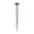 This is an image of Timco - Metal Construction Timber to Light Section Screws - Countersunk - Wing-Tip - Self-Drilling - Exterior - Silver Organic 5.5 x 65mm - (200 PCS Box) LW65S