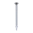 This is an image of Timco - Metal Construction Timber to Light Section Screws - Countersunk - Wing-Tip - Self-Drilling - Exterior - Silver Organic 5.5 x 85mm - (100 PCS Box) LW85S