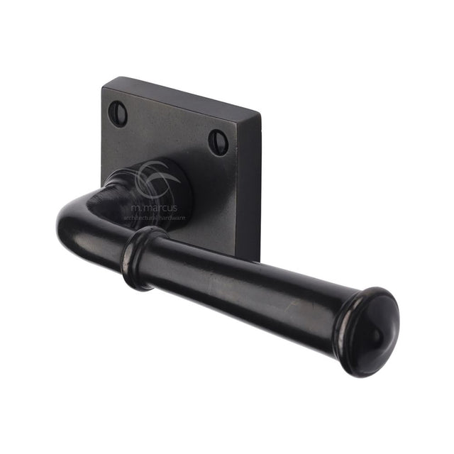 High quality image of M.Marcus - Rustic Dark Bronze Door Handle Lever Latch on Square Rose Claverley Design | Sku. rdb1933 | available from Trade Door Handles.