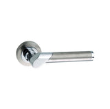 Quality image of Mediterranean Tunis Lever Door Handle on Round Rose - Satin Nickel/Polished Chrome | Sku. m125sncp | available from Trade Door Handles.