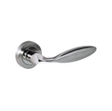 Quality image of Mediterranean Ibiza Lever Door Handle on Round Rose - Satin Nickel/Polished Nickel | Sku. m46snnp | available from Trade Door Handles.