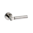 Quality image of Mediterranean Palermo Lever Door Handle on Round Rose - Satin Nickel/Polished Nickel | Sku. m63snnp | available from Trade Door Handles.