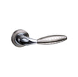Quality image of Mediterranean Oran Lever Door Handle on Round Rose - Satin Nickel/Polished Chrome | Sku. m73sncp | available from Trade Door Handles.