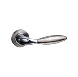 Quality image of Mediterranean Oran Lever Door Handle on Round Rose - Satin Nickel/Polished Chrome | Sku. m73sncp | available from Trade Door Handles.