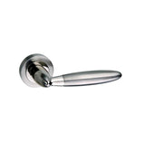 Quality image of Mediterranean Gibraltar Lever Door Handle on Round Rose - Satin Nickel/Polished Nickel | Sku. m83snnp | available from Trade Door Handles.