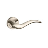 Quality image of Mediterranean Barcelona Lever Door Handle on Round Rose - Satin Nickel | Sku. m86sn | available from Trade Door Handles.
