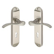 High quality image of the Heritage Brass Door Handle Lever Lock Maya Design Satin Nickel Finish | Sku. may7600-sn | Discounted prices available from Trade Door Handles