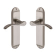 High quality image of the Heritage Brass Door Handle Lever Latch Maya Design Satin Nickel Finish | Sku. may7610-sn | Discounted prices available from Trade Door Handles