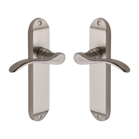 High quality image of the Heritage Brass Door Handle Lever Latch Maya Design Satin Nickel Finish | Sku. may7610-sn | Discounted prices available from Trade Door Handles