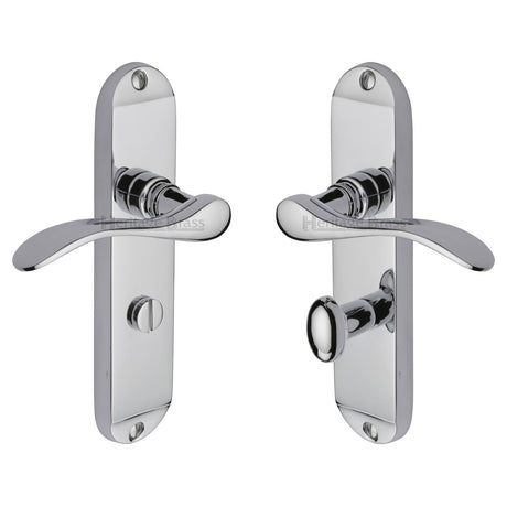 High quality image of the Heritage Brass Door Handle for Bathroom Maya Design Polished Chrome Finish | Sku. may7630-pc | Discounted prices available from Trade Door Handles