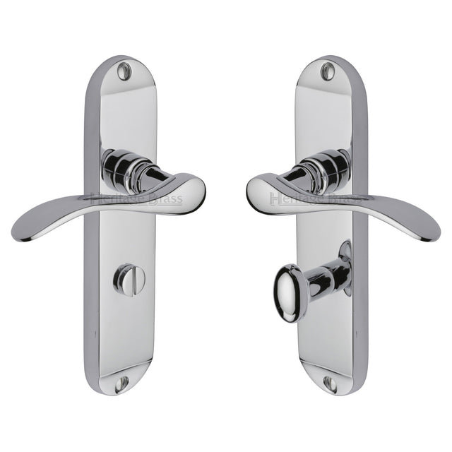 High quality image of the Heritage Brass Door Handle for Bathroom Maya Design Polished Chrome Finish | Sku. may7630-pc | Discounted prices available from Trade Door Handles