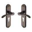 High quality image of the Heritage Brass Door Handle for Euro Profile Plate Maya Design Matt Bronze Finish
 | Sku. may7648-mb | Discounted prices available from Trade Door Handles