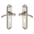 High quality image of the Heritage Brass Door Handle for Euro Profile Plate Maya Design Satin Nickel Finish
 | Sku. may7648-sn | Discounted prices available from Trade Door Handles