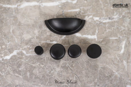 Quality image of Old English Lincoln Solid Brass Victorian Knob 32mm on Concealed Fix - Matt Black | Sku. oec1232mb | available from Trade Door Handles.