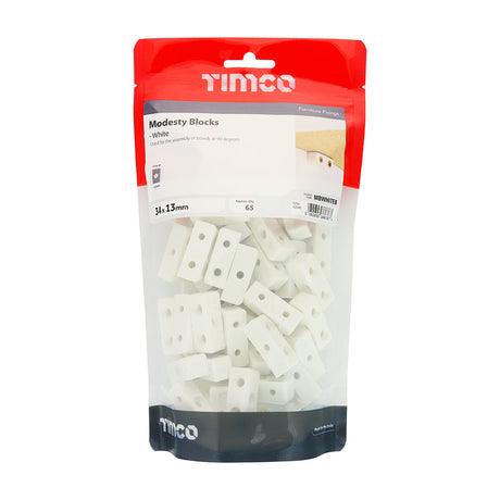 This is an image of Timco - Modesty Blocks - White 34 x 13 x 13 (65 Pieces TIMbag) MBWHITEB