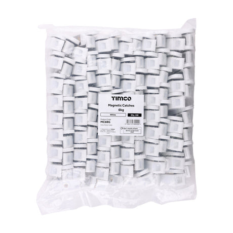 This is an image of Timco - Magnetic Catches - White 6kg - (100 PCS Bag) MC6BG