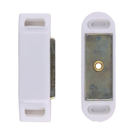 This is an image of Timco - Magnetic Catches - White 6kg - (100 PCS Bag) MC6BG