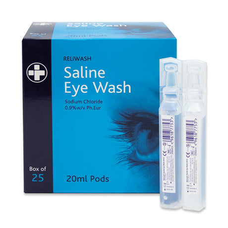 This is an image of Timco - Eye Wash Saline - Pods 20ml (25 Pieces Box) MED901