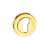 Quality image of Mediterranean Euro Escutcheons on Round Rose - Polished Brass | Sku. mescebp | available from Trade Door Handles.