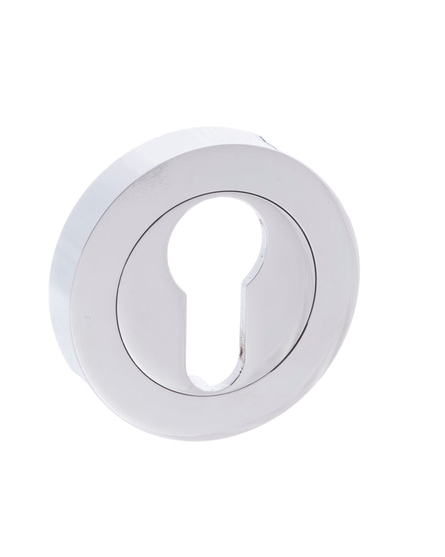 Quality image of Mediterranean Euro Escutcheons on Round Rose - Polished Chrome | Sku. mescecp | available from Trade Door Handles.