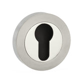 Quality image of Mediterranean Euro Escutcheons on Round Rose - Satin Nickel/Polished Nickel | Sku. mescesnnp | available from Trade Door Handles.