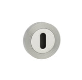Quality image of Mediterranean Key Escutcheons on Round Rose - Satin Nickel/Polished Chrome | Sku. mescksncp | available from Trade Door Handles.