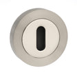 Quality image of Mediterranean Key Escutcheons on Round Rose - Satin Nickel/Polished Nickel | Sku. mescksnnp | available from Trade Door Handles.
