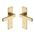 High quality image of the Heritage Brass Door Handle Lever Lock Metro Design Satin Brass Finish | Sku. met4900-sb | Discounted prices available from Trade Door Handles