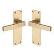 High quality image of the Heritage Brass Door Handle Lever Latch Metro Design Satin Brass Finish | Sku. met4910-sb | Discounted prices available from Trade Door Handles