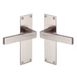 High quality image of the Heritage Brass Door Handle Lever Latch Metro Design Satin Nickel Finish | Sku. met4910-sn | Discounted prices available from Trade Door Handles