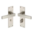 High quality image of the Heritage Brass Door Handle for Bathroom Metro Design Satin Nickel Finish | Sku. met4930-sn | Discounted prices available from Trade Door Handles