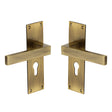 High quality image of the Heritage Brass Door Handle for Euro Profile Plate Metro Design Antique Finish
 | Sku. met4948-at | Discounted prices available from Trade Door Handles