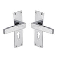 High quality image of the Heritage Brass Door Handle for Euro Profile Plate Metro Design Polished Chrome Finish
 | Sku. met4948-pc | Discounted prices available from Trade Door Handles
