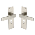 High quality image of the Heritage Brass Door Handle for Euro Profile Plate Metro Design Satin Nickel Finish
 | Sku. met4948-sn | Discounted prices available from Trade Door Handles
