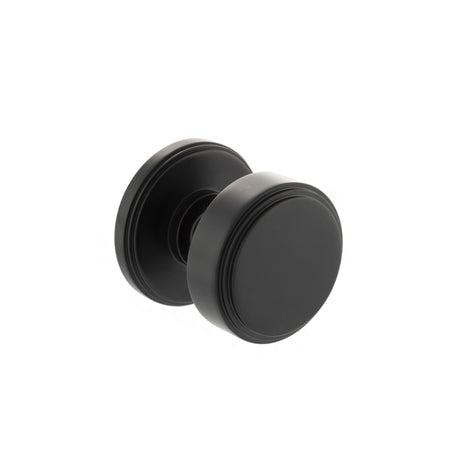 Quality image of Millhouse Brass Boulton Solid Brass Stepped Mortice Door Knob on Concealed Fix Rose - Matt Black | Sku. mh350smkmbsolid | available from Trade Door Handles.
