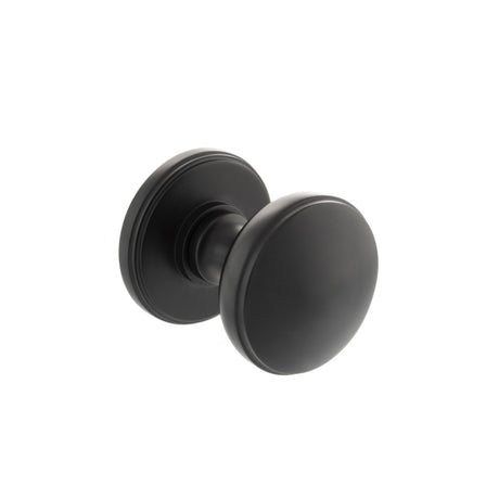 Quality image of Millhouse Brass Edison Solid Brass Domed Mortice Knob on Concealed Fix Rose - Matt Black | Sku. mh400dmkmb | available from Trade Door Handles.