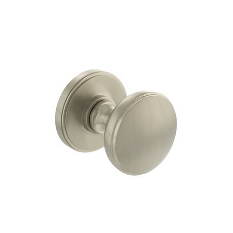Quality image of Millhouse Brass Edison Solid Brass Domed Mortice Knob on Concealed Fix Rose - Satin Nickel | Sku. mh400dmksn | available from Trade Door Handles.