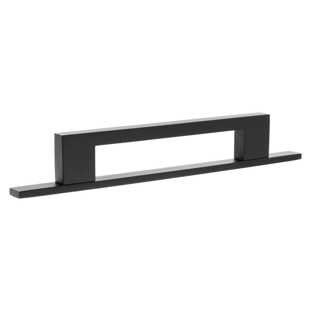 Quality image of Millhouse Brass Empire Slim Cabinet Pull Handle on Backplate 128mm - Matt Black | Sku. mhcnb17128mb | available from Trade Door Handles.
