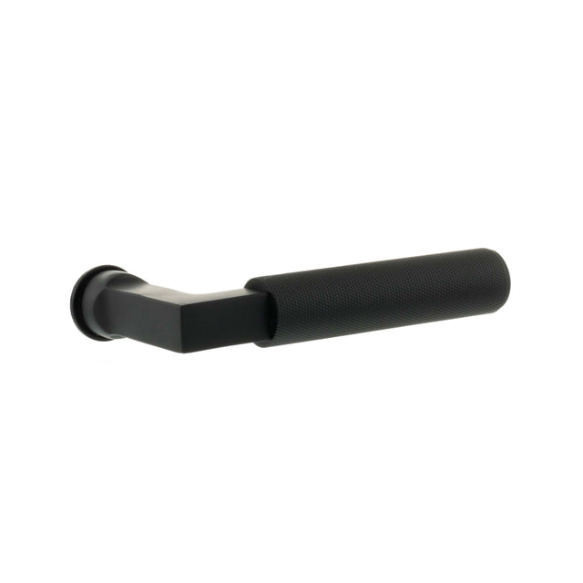Quality image of Millhouse Brass Cartwright Lever Door Handle on Concealed Round Rose - Matt Black | Sku. mhcr200mb | available from Trade Door Handles.