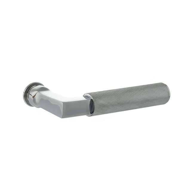 Quality image of Millhouse Brass Cartwright Lever Door Handle on Concealed Round Rose - Satin Nickel | Sku. mhcr200pc | available from Trade Door Handles.