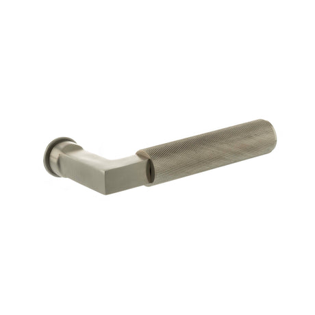 Quality image of Millhouse Brass Cartwright Lever Door Handle on Concealed Round Rose - Satin Nickel | Sku. mhcr200sn | available from Trade Door Handles.