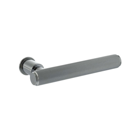 Quality image of Millhouse Brass Stephenson Lever Door Handle on Concealed Round Rose - Polished Chrome | Sku. mhcr250pc | available from Trade Door Handles.