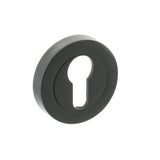 Quality image of Millhouse Brass Euro Escutcheons on Round Rose - Matt Black | Sku. mhremb | available from Trade Door Handles.